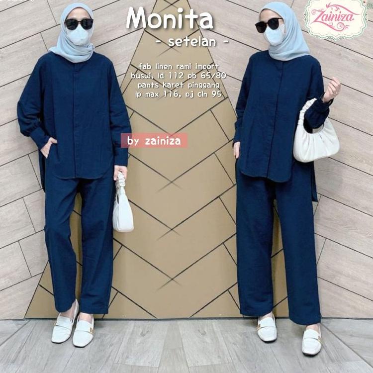 (TERBAIK) Up monita setelan by zainiza/setelan wanita/setelan tunik celana/best seller/baju kerja/se