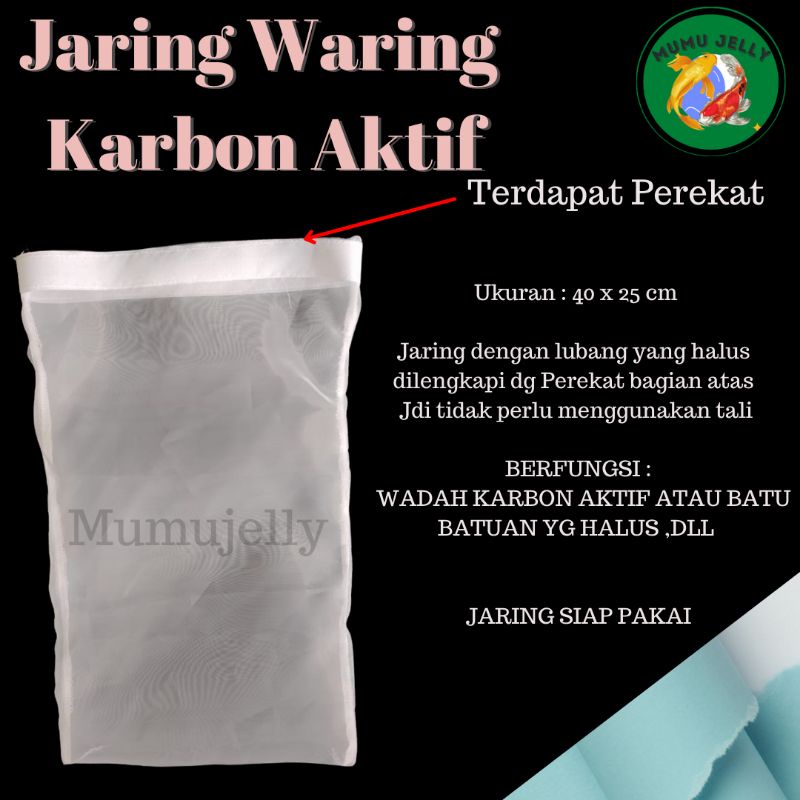 KANTONG JARING WARING KANTONG KARBON AKTIF 40x25 Cm -putih