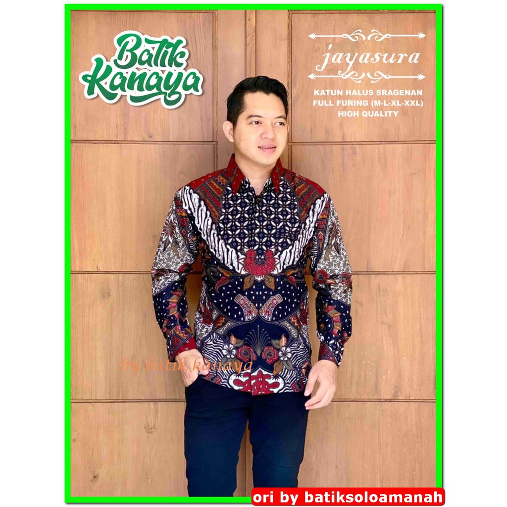 ATASAN KEMEJA BAJU BATIK PRIA SOLO LENGAN PANJANG PENDEK FULL FURING PREMIUM KANAYA JAYASURA GITARJA