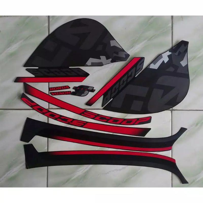 Striping sticker lis body honda scoopy fi sporty thn 2020 2021 full hitam