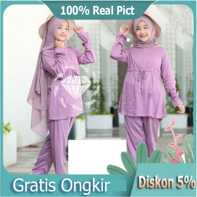 baju setelan tunik anak dan remaja usia 9 10 11 tahun polos aneka warna kekinian