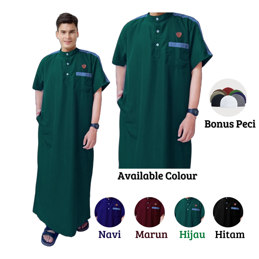 AL-MALIK/GAMIS LAKI LAKI REMAJA DAN DEWASA JUBAH LENGAN MANSET BAJU KOKO ARABIC