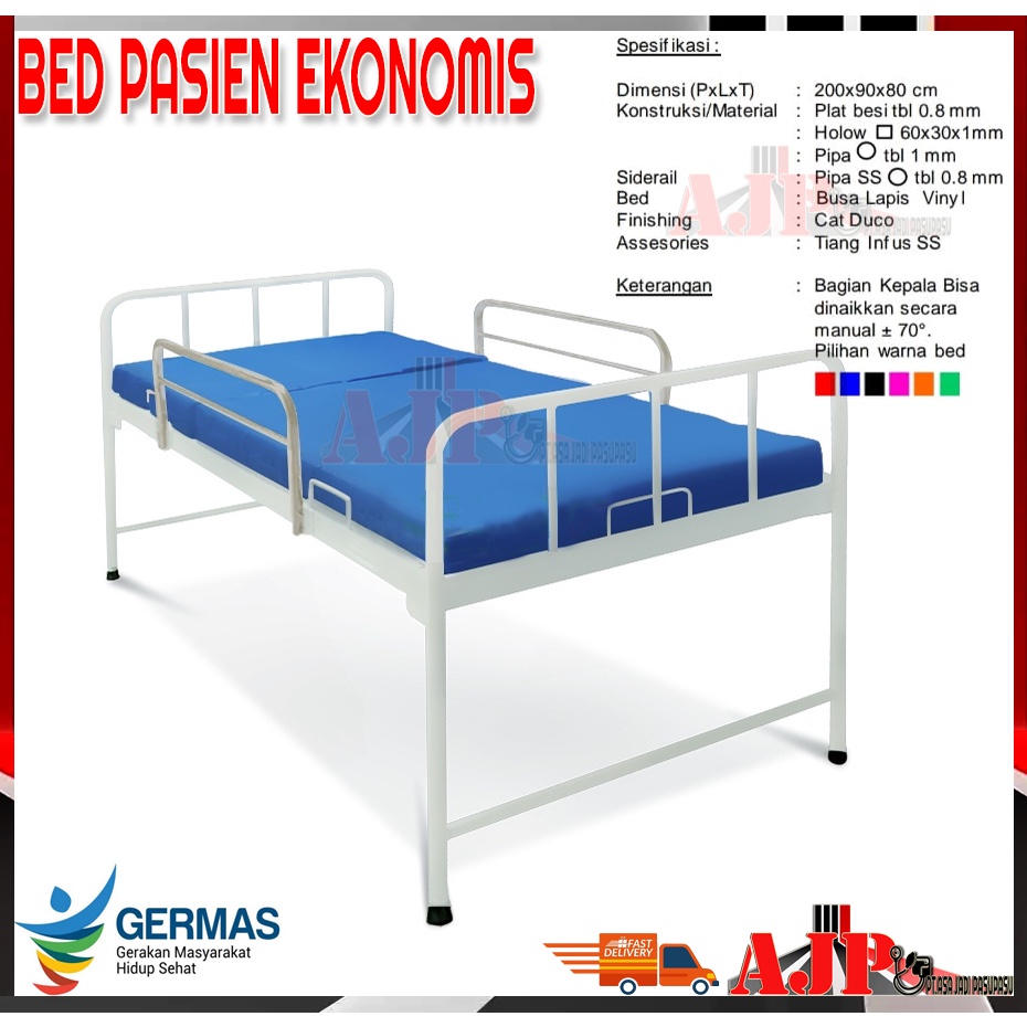 Harga Bed Pasien Ekonomis Murah Berkualitas - Ranjang Medis Rumah Sakit Klinik - Tempat Tidur Ekonom