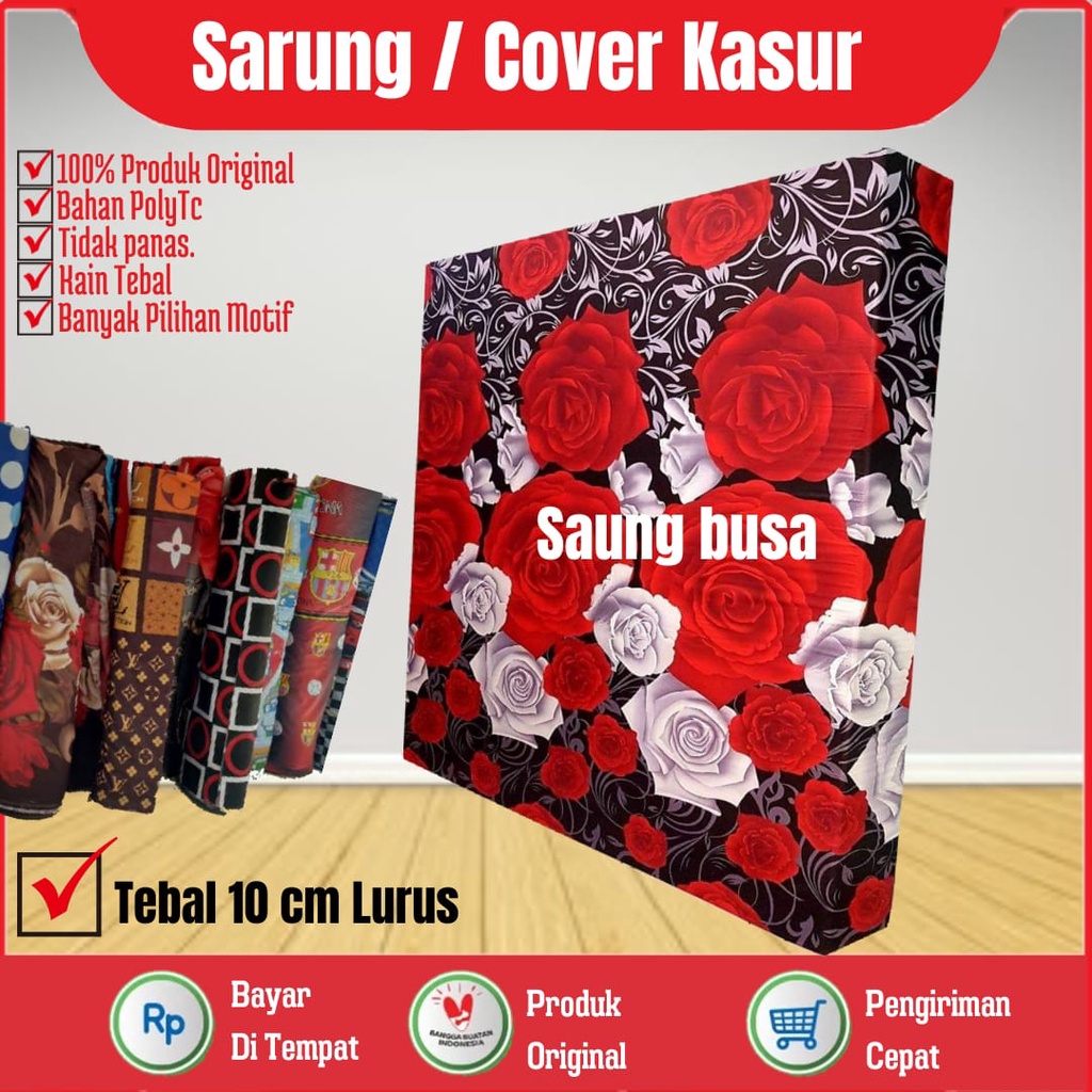 Sarung Kasur Busa Resleting No 1,2,3,4 Single Tebal 10 Cm / Cover Kasur Busa Inoac/Sprei Resleting