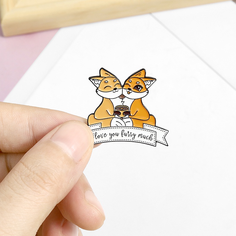 Bros Pin Enamel Bentuk Kartun Hewan Rubah Untuk Hadiah Teman