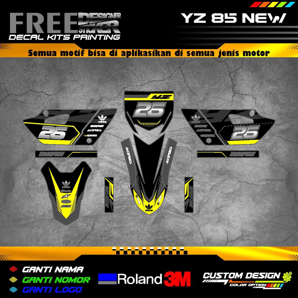 Decal Stiker Motor Yamaha YZ 85 New atau Old Bisa Custom