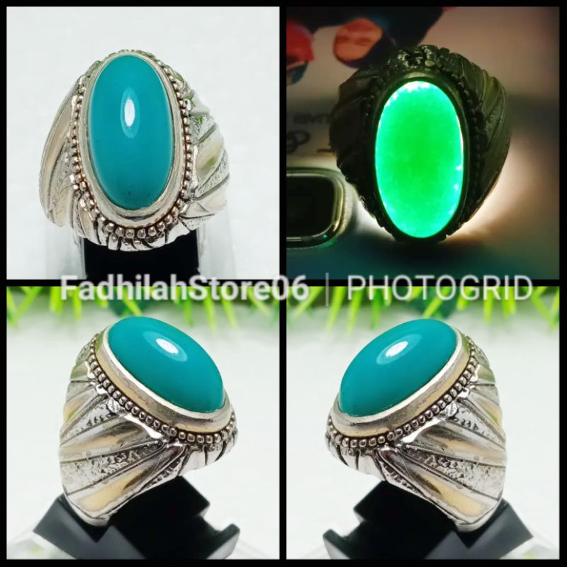 (bayar ditempat) NATURAL AKIK BACAN DOKO CHALCHEDONY TEMBUS RING PERAK BANGKOK MEWAH