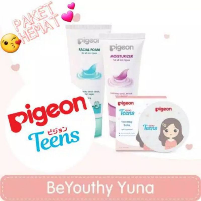 Paket Pigeon Teens Yuna " Oren "(Facial Foam 100ml + Moisturizer 30gr + TWC 14gr)
