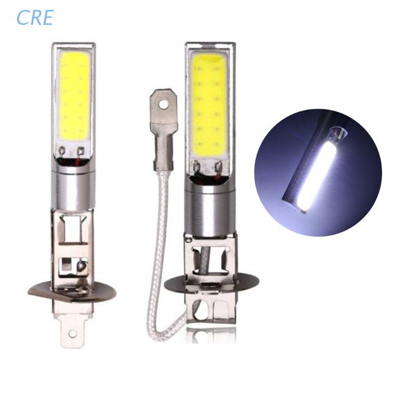 Cre 1pc Lampu Kabut Depan LED COB H1 / H3 6000K Warna Putih Untuk Mobil