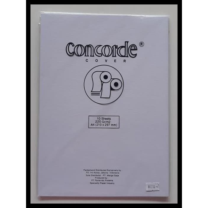 

PAKET HEMAT KERTAS CONCORDE 220 GR A4 (80230) - WHITE (PAK ISI 10 LEMBAR) !!!!!