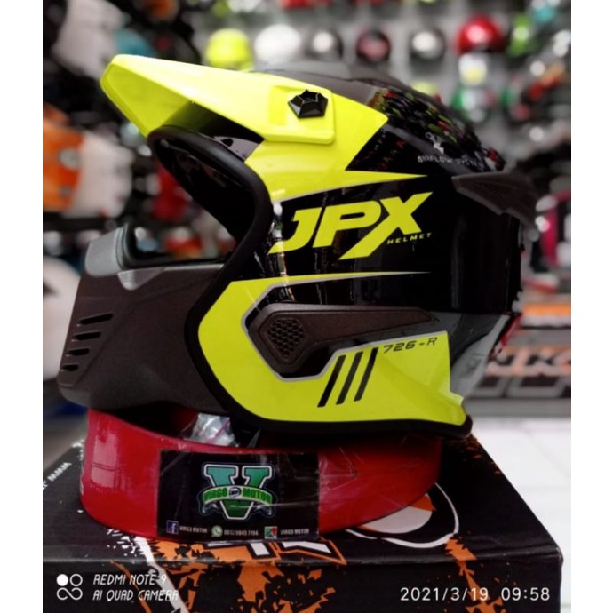 JPX HELM MX726R BLACK DOFF YELLOW FLUO MX726R CROSSOVER