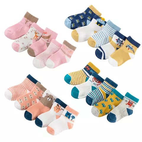 4 pasang kaos kaki bayi 3in1 motif karakter lucu cowok &amp; cewek murah