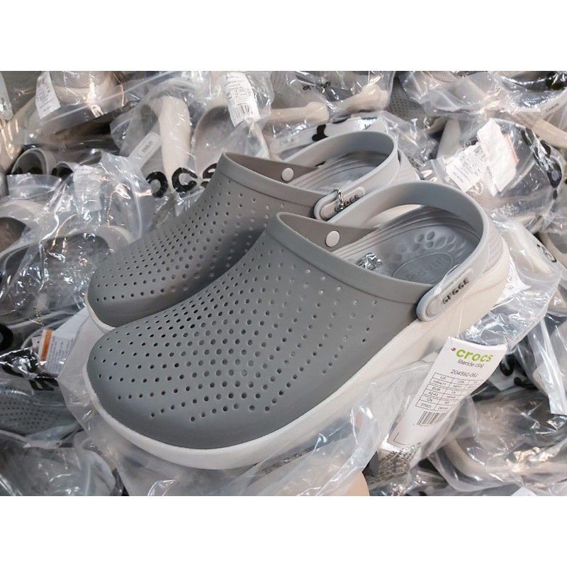 SANDAL CROCS LITERIDE FULL GREY MEN WOMEN UNISEX CLOG / Sandal Dokter perawat rumah sakit