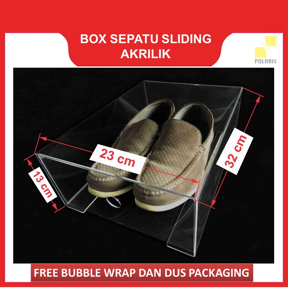 BOX SEPATU AKRILIK SLIDING / KOTAK SEPATU ACRYLIC / SHOES CASE ACRYLIC