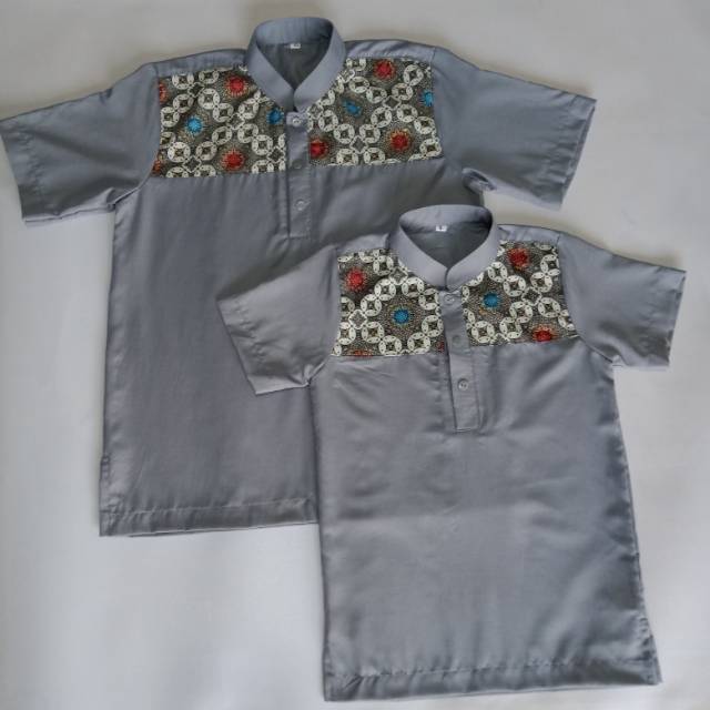 Kemko couple ayah anak abu /kemeja koko /koko couple / setelan muslim