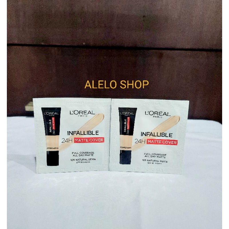 Loreal paris infallible matte cover SPF 16 1.5 ML 1,5 foundation krim natural golden beige coverage