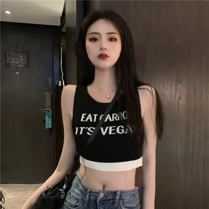 TBI Crop Top Jennie Blackpink Streetwear Crop Tank Top Rajut E Vegan Sexy