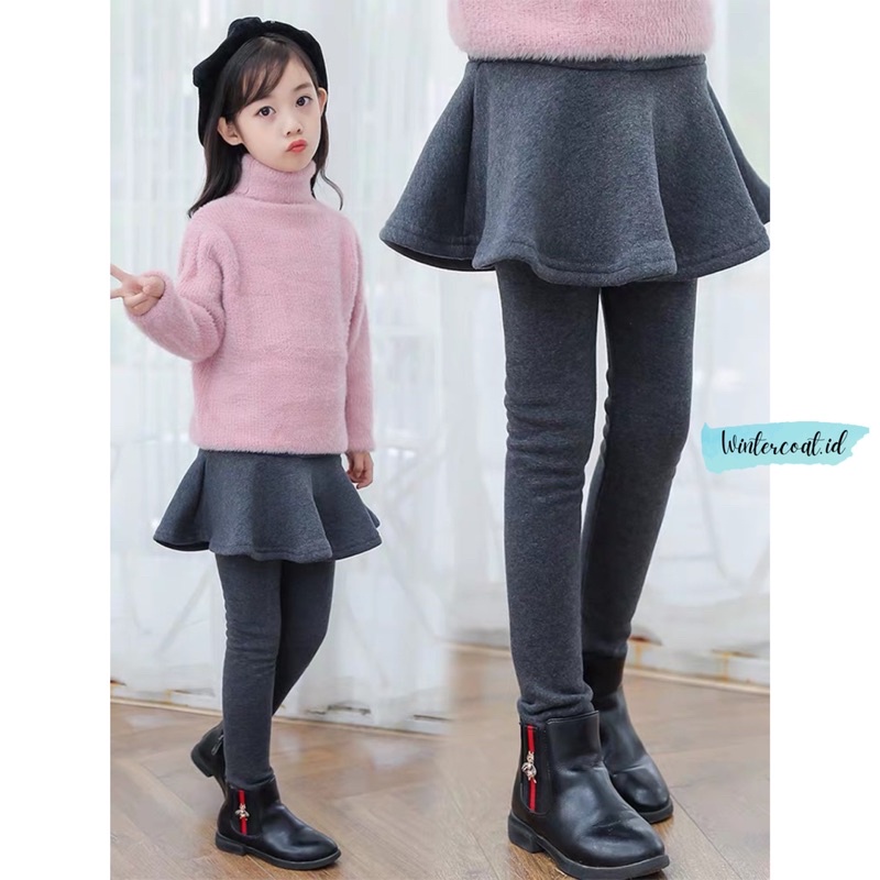 Rok celana winter anak musim dingin inner thermal skirt import warm kids legging ruffle gunung