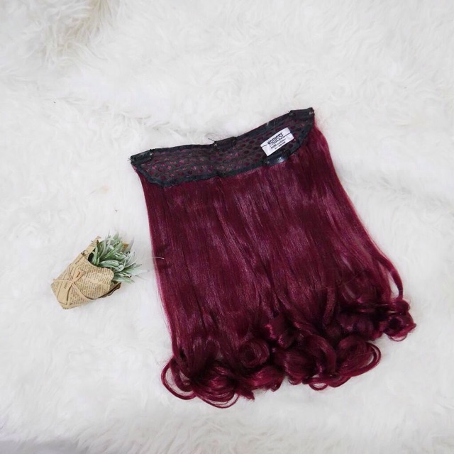 nadiSSE HAIR CLIP CURLY OMBRE MERAH HAIRCLIP BIGLAYER CURLY PANJANG HAIRCLIP CATOK JEPIT RAMBUT COD