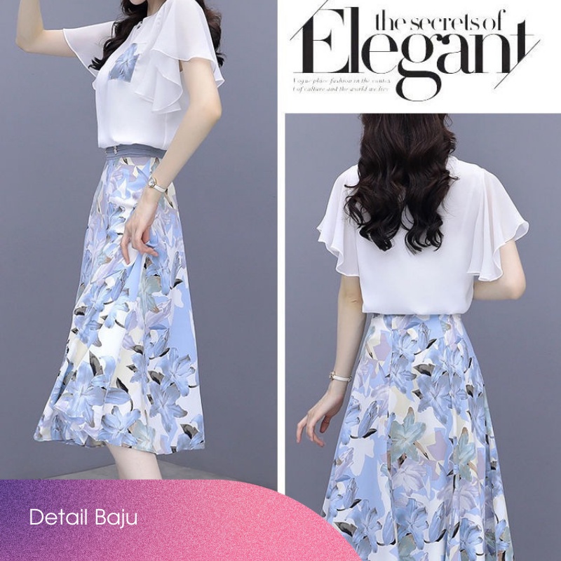 Setelan gaun sifon dress mini gaun anggun rok rok panjang