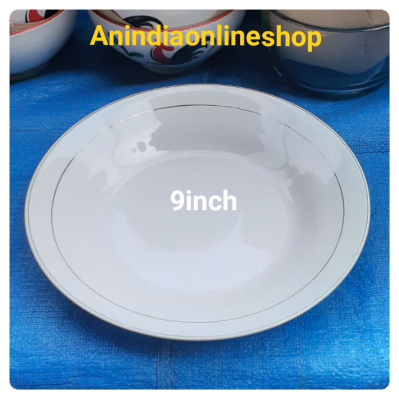(1ps)piring makan list emas/piring keramik 9inch/piring makan keramik prasmanan