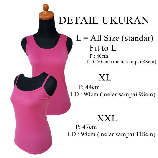 Tanktop Wanita JUMBO XL s.d XXL (Bb Max 75kg) - Tank Top Tali Kecil-5