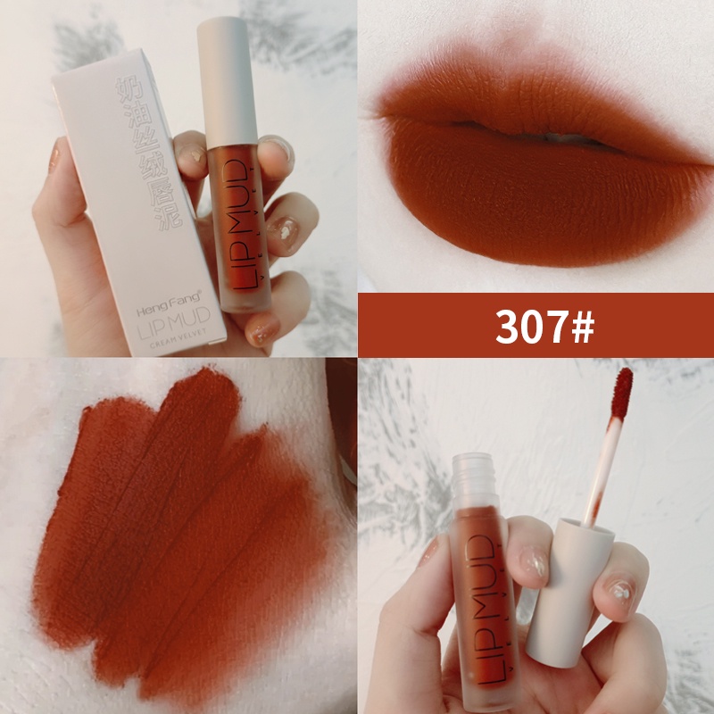 Lip Mud Lipstik Mate Super Velvet Hengfang Longlasting Lipstik Velvet Mate