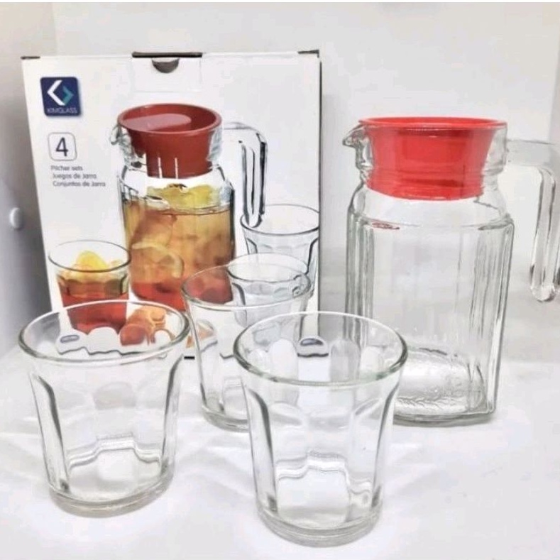 Teko Teapot Set Pitcher Kaca Gelas 4in1 KALEA KIMGLASS PCLS680/4-2GB