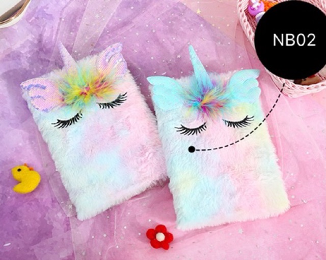 Notebook unicorn buku tulis agenda diary fur bulu sequin NB01 NB02 NB03 NB04 NB05