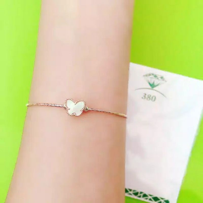 Gelang kawat kupu putih kadar 375 HWT