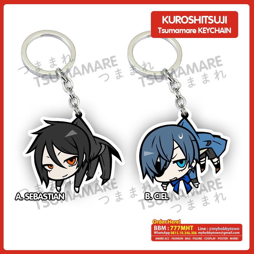 Gantungan Kunci Acrylic Anime Kuroshitsuji Black Butler Pinched Tsumamare (satuan) Ciel Sebastian