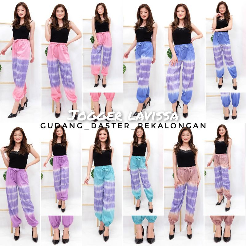 CELANA JOGGER LAVISSA | BAGGY PANTS TIE DYE PELANGI | KAOS COTTON PREMIUM QUALITY