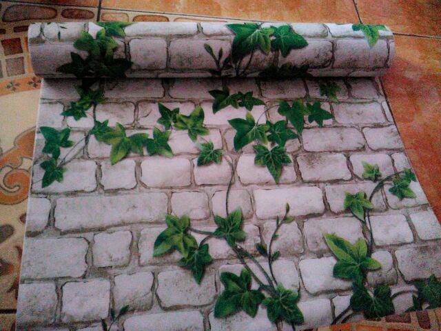 R018ls Wallpaper Sticker Ku - Batu Bata Daun Wallpaper Dinding