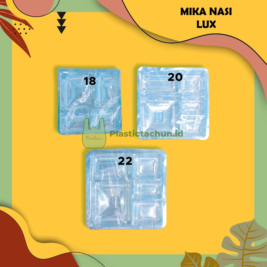 Mika Kotak Nasi / Kotak Catering uk. 18 LUX | Mika Nasi Sekat 4 100pcs