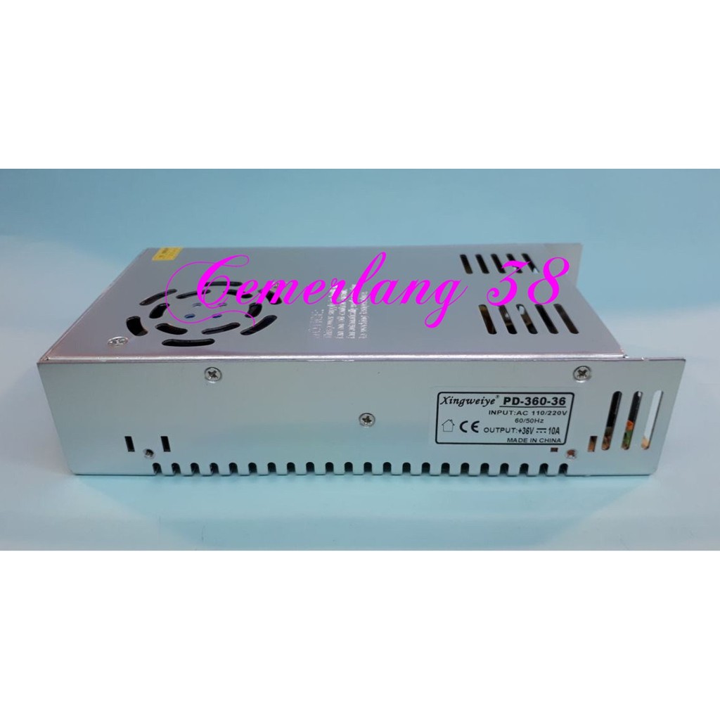 Switching Power Supply AC - DC 36V 10A / Adaptor Jaring 36 V 10 A