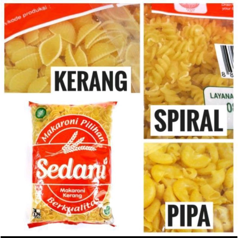 Sedani Makaroni Pipa 1Kg - Sedani Macaroni Spiral Sedani 1Kg - Makaroni kerang 1 Kg