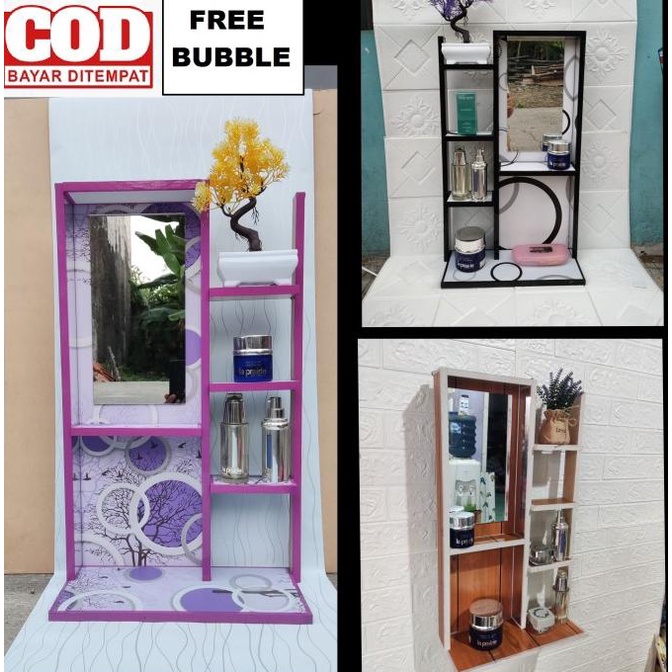 [COD] RAK KOSMETIK GANTUNG / RAK MAKE UP GANTUNG KAYU KUAT ( TIPE X )