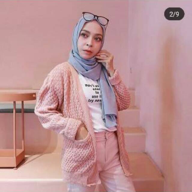 cardigan popcorn shopee