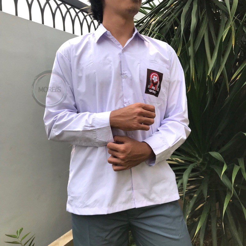 Seragam Baju SMA Lengan Panjang Logo Sablon