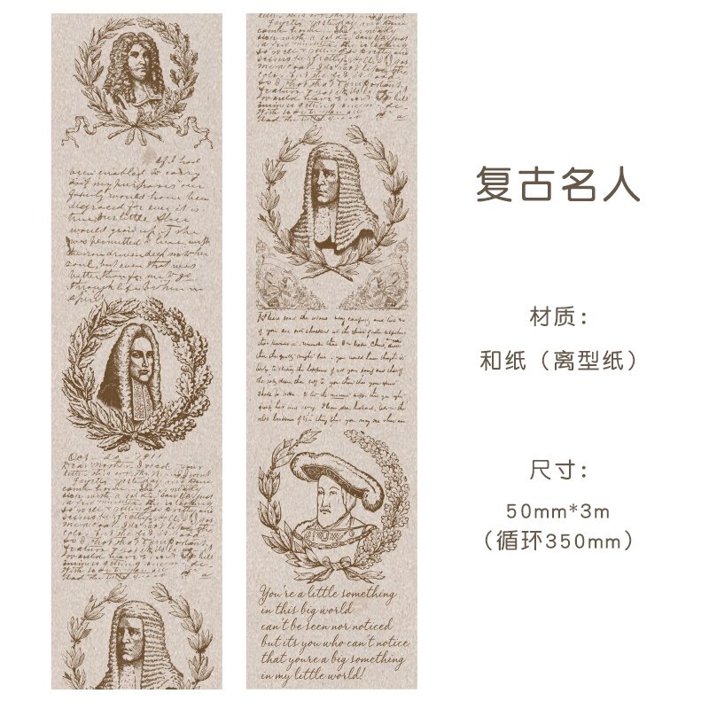 Journamm 5cm*3m Vintage Letters Washi Paper Tape for Deco Scrapbooking  School Supplies DIY Creative Stationery Decoration Tapes-D