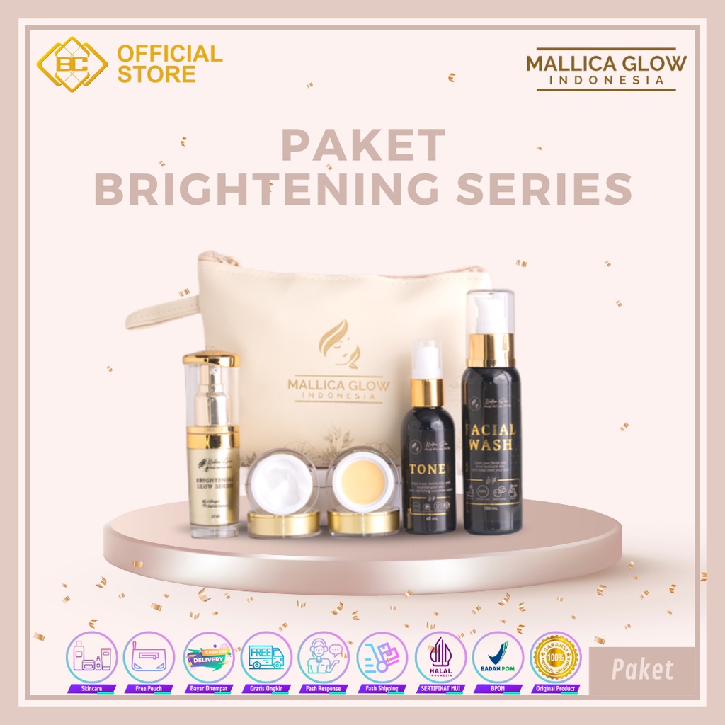 [Bakung Cosmetics] Mallica Glow Paket Brightening Series/Skincare/ Perawatan Kulit Wajah Wanita (COD)