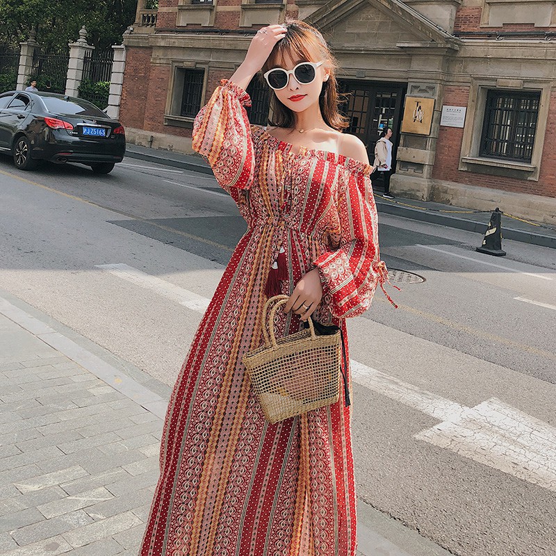 red long beach dress