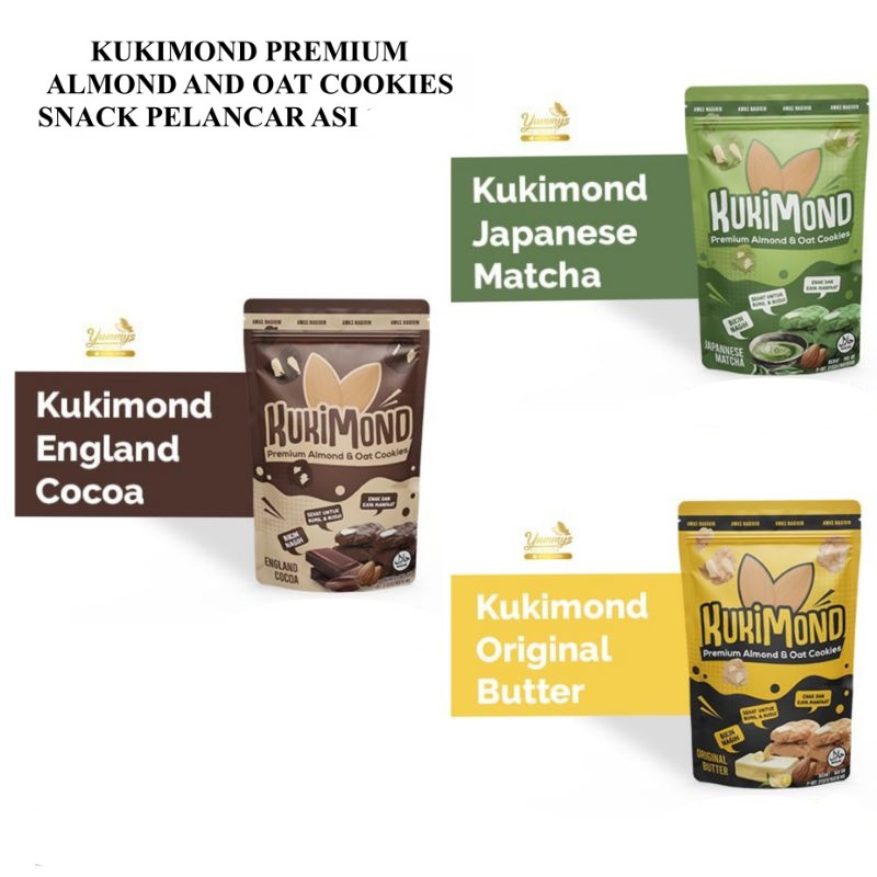 PMS264 KUKIMOND PREMIUM ALMOND AND OAT COOKIES SNACK PELANCAR ASI 130gr / 35gr