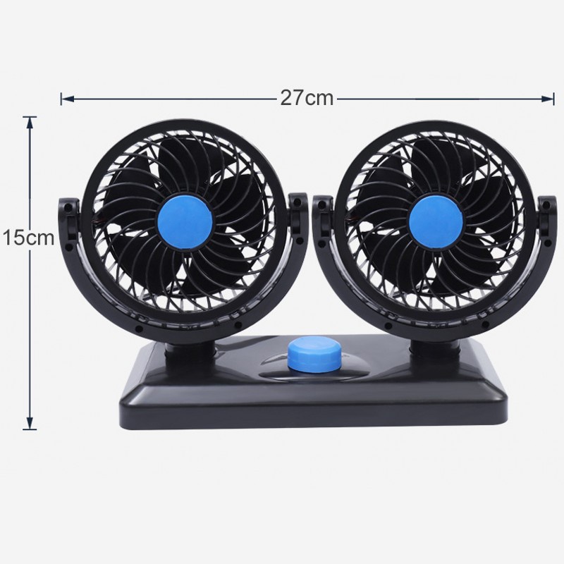 [12V 24V 360° All-Round Adjustable Speed Car Auto Air Cooling Dual Head  Fan] [Low Noise Car Auto Cooler Air Fan]