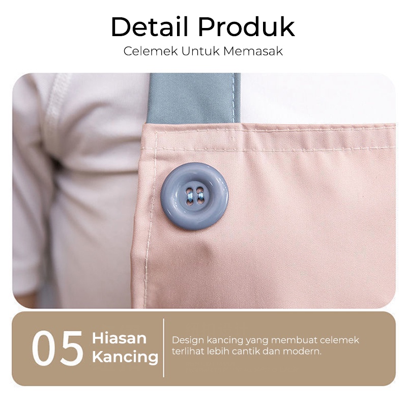 Celemek Masak Korean Style Motif Modern Anti Air Apron Waterproof Bahan Kain Tebal Kualitas Import MX1063