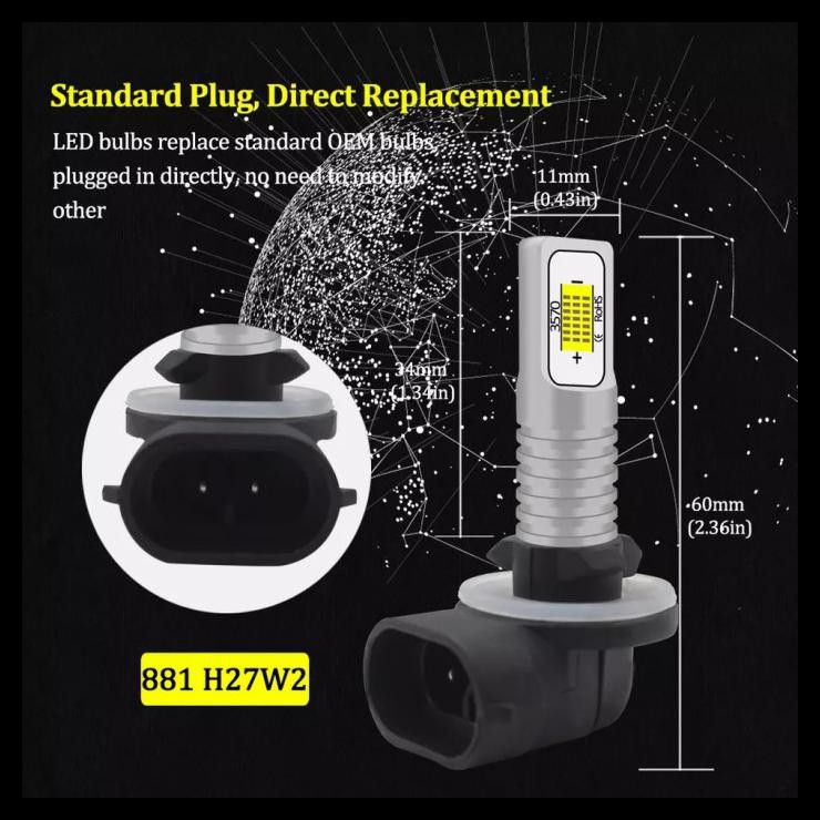HOT DEAL LAMPU FOGLAMP MOBIL LED H27 881 SUPER BRIGHT - PUTIH 