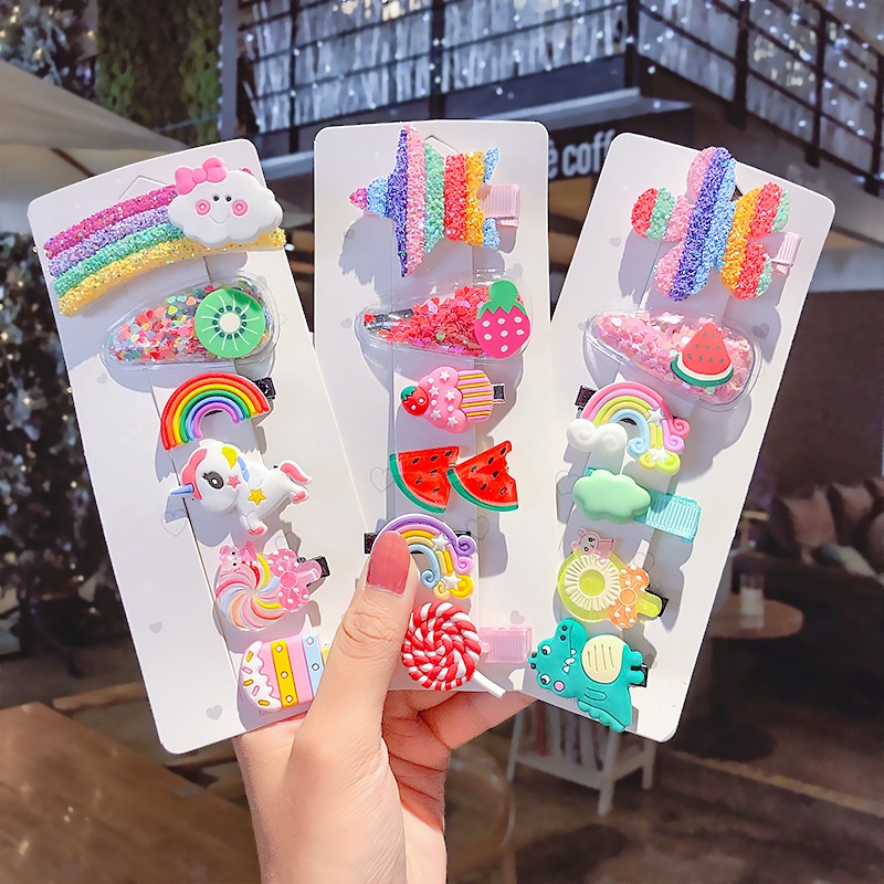 Jepit Rambut Korea Anak Perempuan Rainbow Set 6 Pcs Aksesoris Rambut Anak Lucu