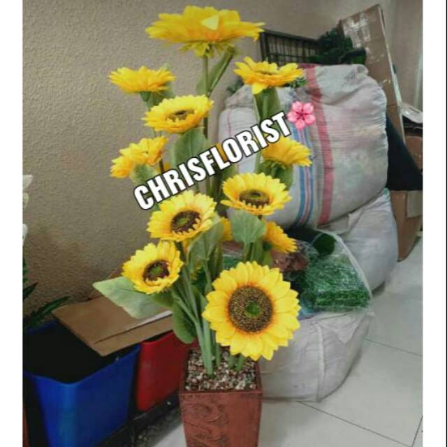 Bunga Matahari Tinggi Plastik Palsu Buatan Plastic Sintetis Dekorasi Hiasan Artificial 761
