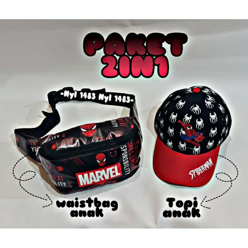 waisbag tas anak slempang free topi printing buat umur 1-10tahun