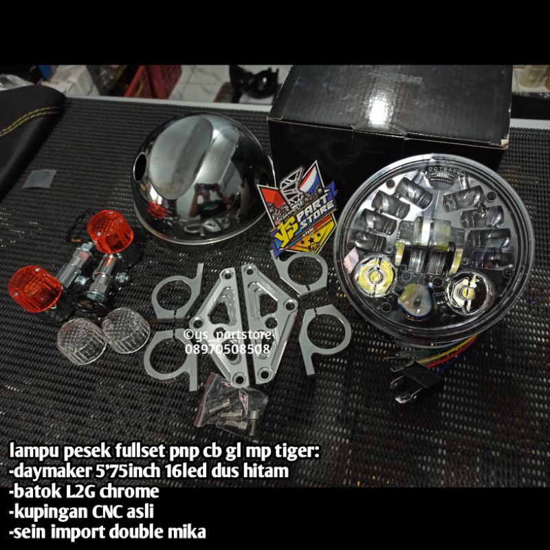 paket lampu pesek fullset daymaker PNP cb GL megapro tiger